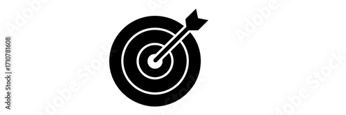 Black and White Target with Arrow Hitting Bullseye Depicting Success and Achievement of Goals Aiming for Results
