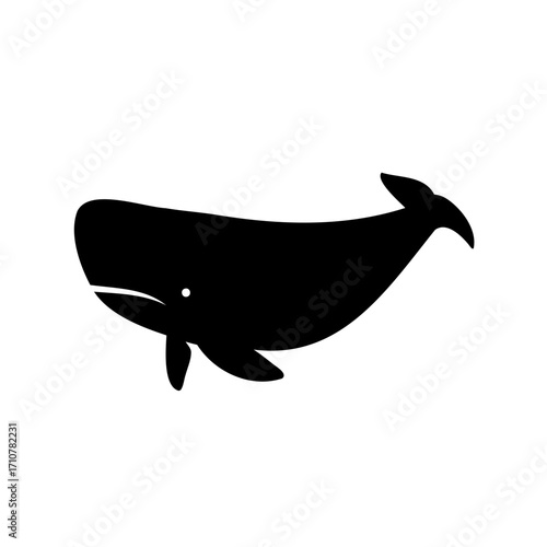 Black silhouette of a majestic whale swimming gracefully in the ocean waters