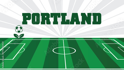 Portland Drawings Of City Names, USA Soccer green field, Vector Illustration Abstract Editable image, Social Media and web Post