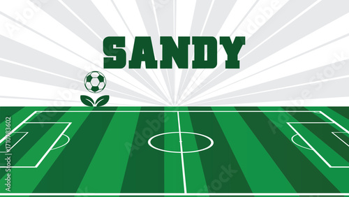 SANDY Drawings Of City Names, USA Soccer green field, Vector Illustration Abstract Editable image, Social Media and web Post