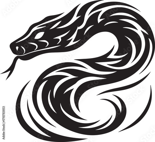 Tribal snake tattoo design silhouette mystical creature powerful serpent symbolism