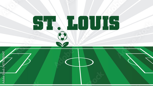 St. Louis Drawings Of City Names, USA Soccer green field, Vector Illustration Abstract Editable image, Social Media and web Post