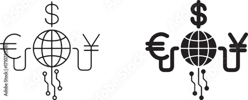 Global Currency Digital Finance World Money Exchange Icon