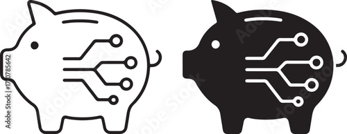 Digital Piggy Bank Savings Finance Technology Money Icon
