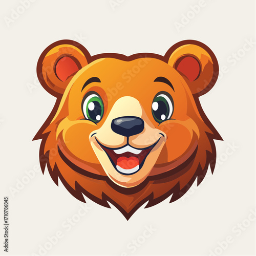 Smiling Cartoon Bear Face A Cheerful, Friendly Animal Illustration in a Playful Style
