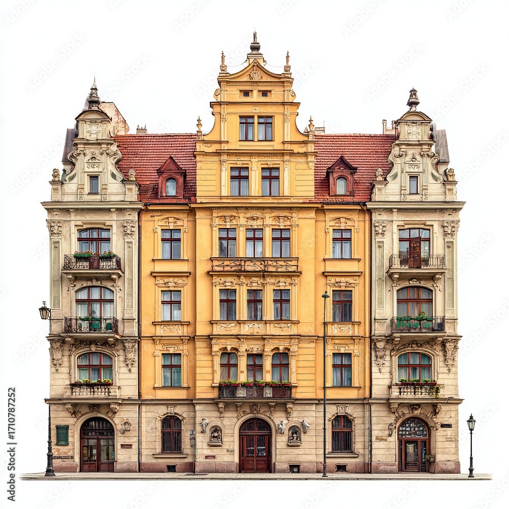 Naklejka premium Historical Building Facade: An exquisitely detailed facade of a historical building stands as a testament to timeless architecture.