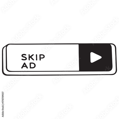 Modern rectangular button design for skipping advertisements