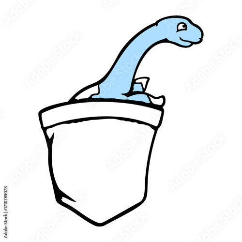 Plesiosaur Shirt Pocket Bag Traveler Cute Little Dino
