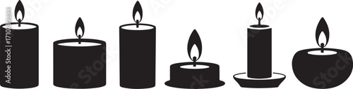 Collection of Candle Silhouette Vector Illustrations for Decoration and Memorial Designs