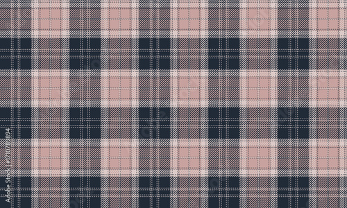 Seamless plaid fabric pattern, navy blue, pink for designing clothes, skirts, pants, shirts, adding contemporary charm to every look with style and uniqueness.