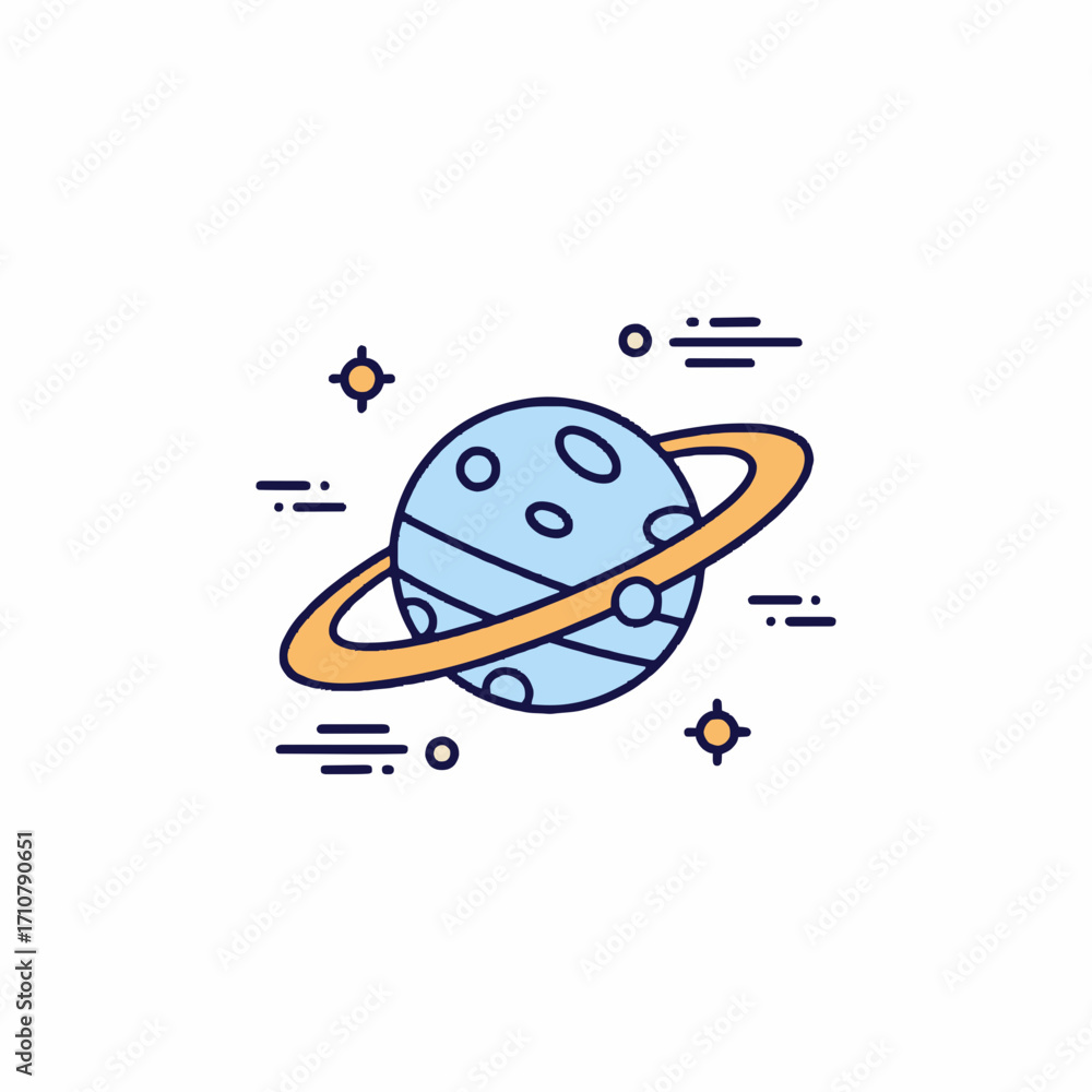 Obraz premium Planet with Ring Icon . generative ai