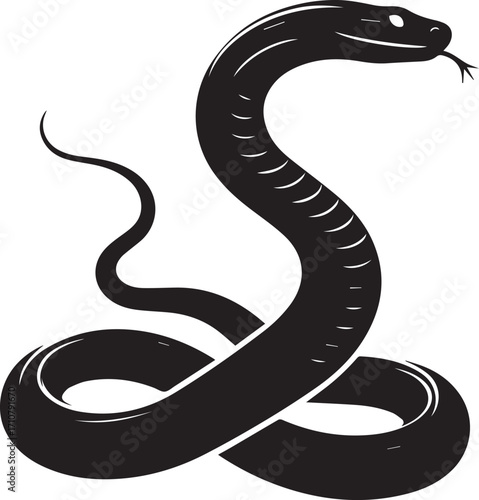 Striking black snake silhouette symbolizing danger and mystery art