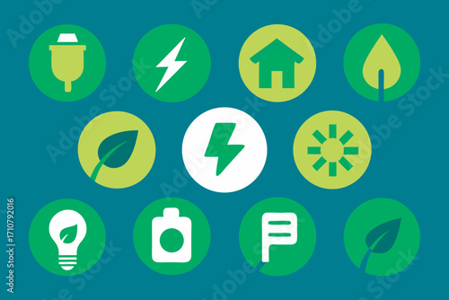Set of nine diverse vector icons for business and technology applications