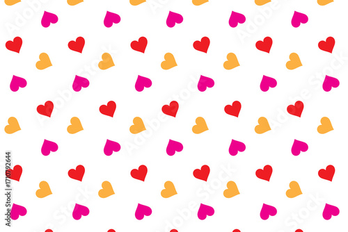 Modern abstract seamless pattern with colorful heart shapes. Romantic hand drawn vector design illustration background for surface design