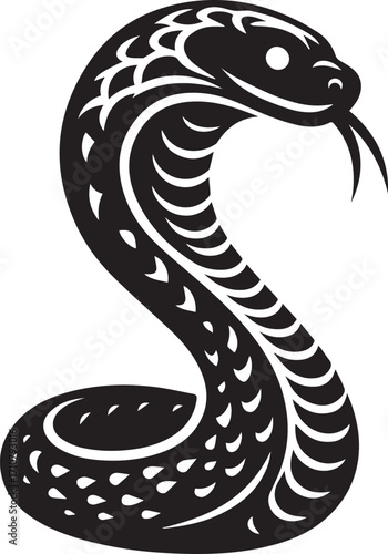 Striking cobra silhouette with detailed scales and fangs ready to strike fiercely