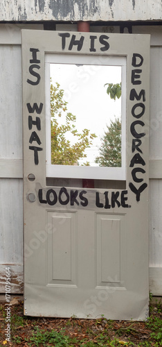 door painted with democratic concept