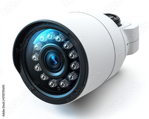 Modern security camera on a white background