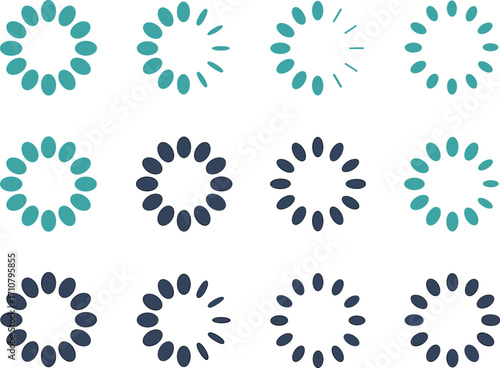 Set of 8 animated loading dots and spinners for web and app interfaces