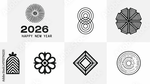 Elegant 2026 Happy New Year design elements offer modern and sophisticated festive cheer and style