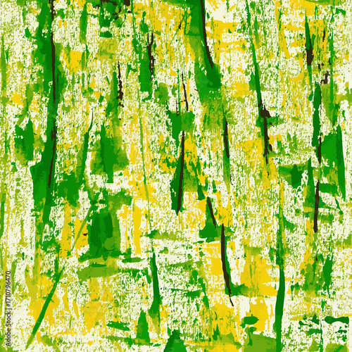 Bright green and yellow watercolor splash composition.