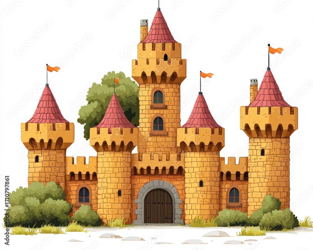 Fototapeta premium A colorful cartoon castle illustration