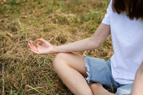 Joining the fingers of the hands during meditation. Mudra