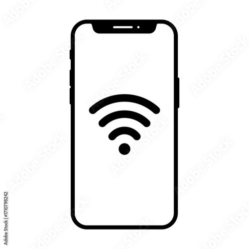 Set of black Smartphone with Wi-Fi icons. Simple Mobile Phone with Wi-Fi icon template. White and black. Vector illustration. Wireless internet Sign isolated on smartphone. Vector wi-fi signal