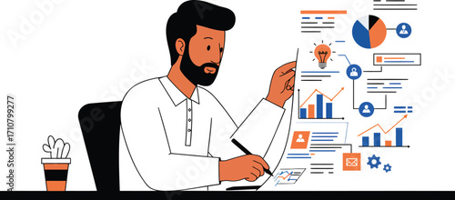 Business Analyst Working with Data and Charts