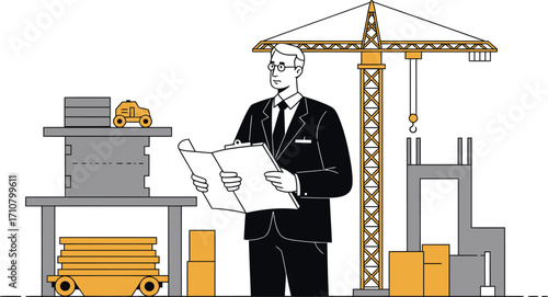 Construction Project Manager Overseeing Development Plans