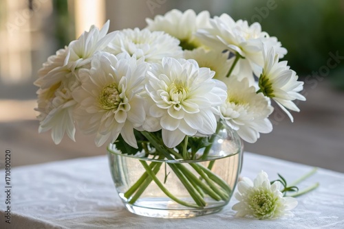 Wallpaper Mural Elegant White Flowers Arranged in a Glass Vase on a Table Torontodigital.ca