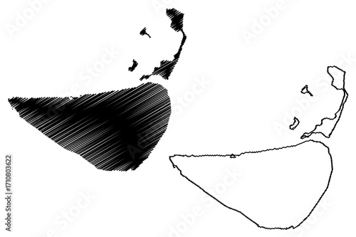La Orchila island (Bolivarian Republic of Venezuela, Cenrtal America, Caribbean islands) map vector illustration, scribble sketch Isla de La Orchila map