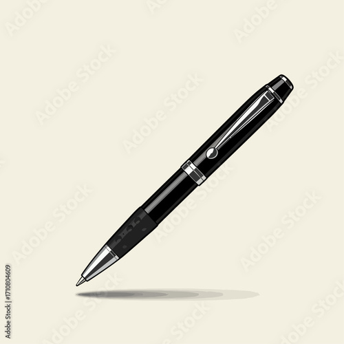 Sleek Modern Black Ballpoint Pen Vector Icon