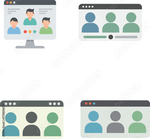 Vector art of online meeting vector illustration for presentation on a transparent background