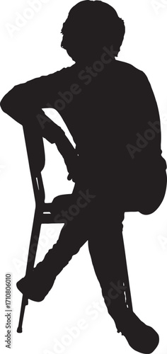 vector,silhouette of a woman sitting on a chair