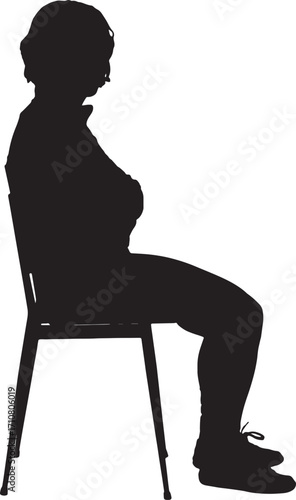 vector,ssilhouette of a side view of a woman sitting on chair