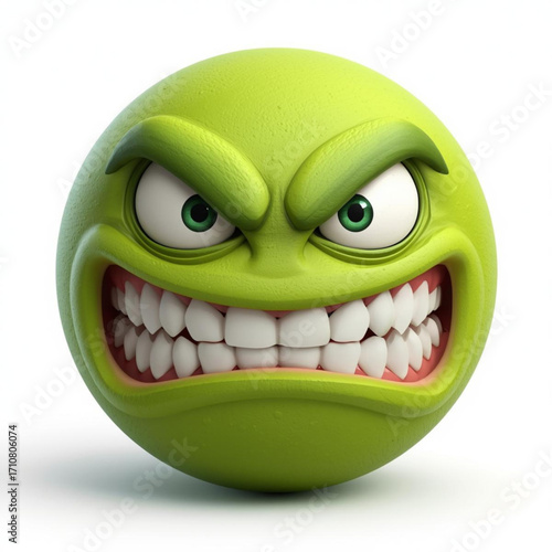 Grinning Green Monster Face with Sharp Teeth emoticon
