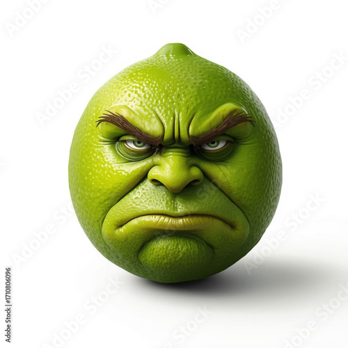 Grumpy Lime Character with Angry Face fruit