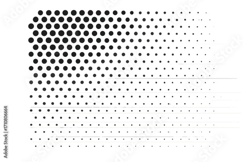 Halftone dots background vector pattern. Pop art retro comic style dot gradient effect. Black and white vintage texture backdrop. Abstract dotted transition on transparent background.
