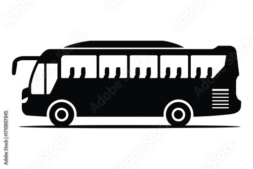 Simple silhouette icon of a modern coach bus