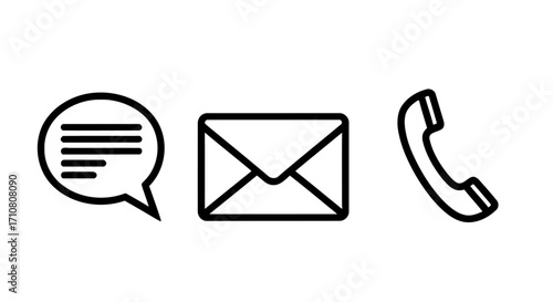Contact Us Icon Set on White Background