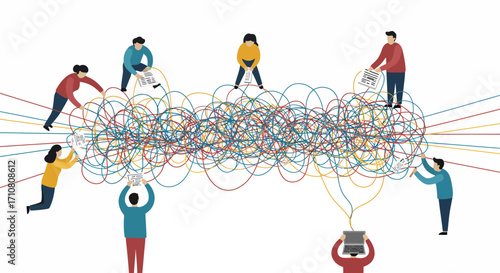 Elite Team Collaboratively Navigating Intricate Business Challenges and Data Networks
