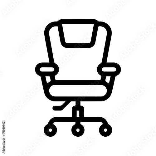 Sleek line art of modern ergonomic office chair, offering comfort, lumbar support, enhancing posture, ideal for remote work, vector design element for web and print