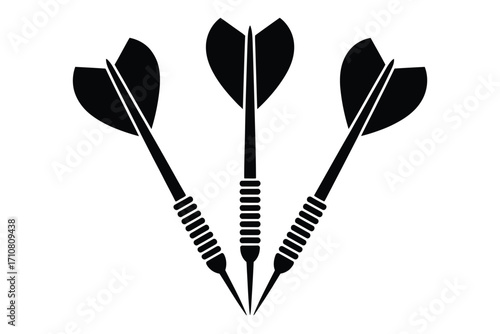 Three black darts pointing upwards on a white background