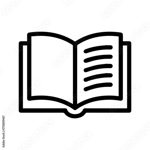 Simple open book icon for education, reading, and knowledge concepts - Perfect for learning platforms, libraries, and digital content design, a clean symbol