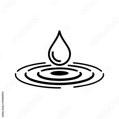 Pure water droplet creating serene ripple effect - a symbol of clarity, freshness, and the essence of life, perfect for minimalist wellness brands and eco projects