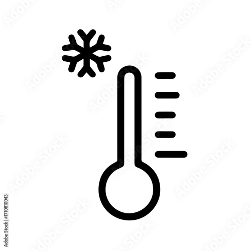 Crisp Winter Chill Thermometer Icon Design Showing Freezing Temperatures and Cold Weather Conditions for Weather Forecasts and Climate Reports, Originally a Scalable Graphic