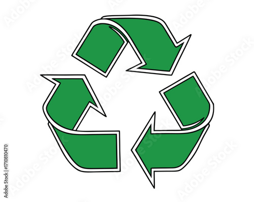 A clean, bold graphic of a stylized recycling symbol