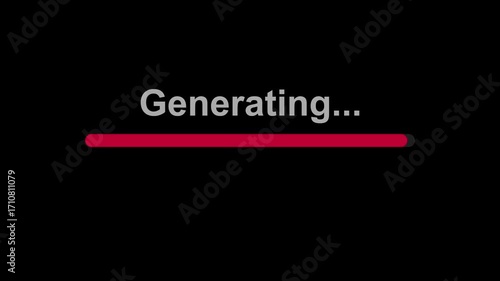 AI loading bar, internet and download for software, speed and connection on dark background. Empty, ai and blockchain with progress, big data collection and cyber security for digital space