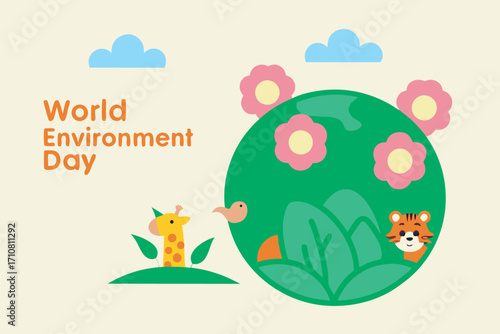 Vibrant illustration celebrating global environmental protection and sustainability