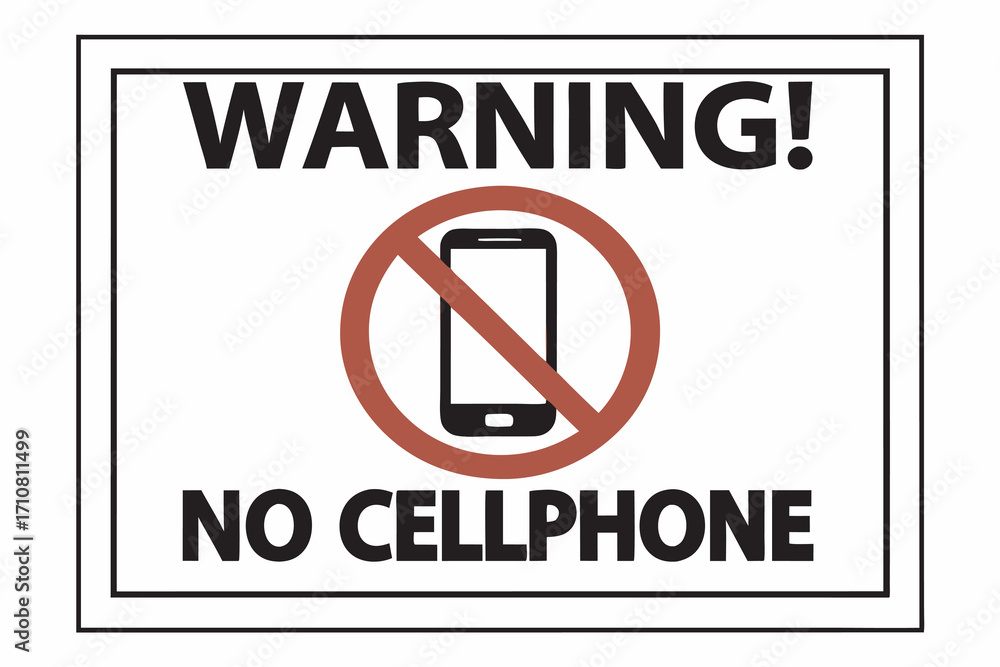 Obraz premium Warning sign with white rectangular border and colorful elements